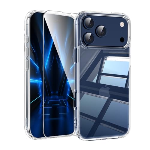 Clear Phone Case for iPhone 17 Pro Case with Screen Protector [Anti-Yellowing] Rugged Shockproof Protective Bumper Case 6.3" 2025 Transparent - color: Clear, size: iphone 17 Pro