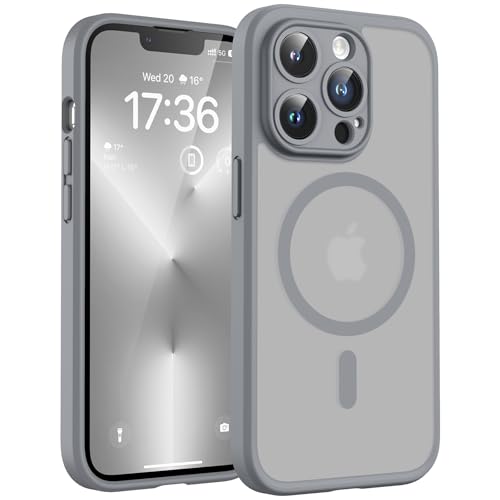 TOCOL for iPhone 13 Pro Max Case, Compatible with Magsafe Charger, Full Camera Protection, Translucent Matte for iPhone 13 Pro Max iPhone Case 6.7 inch (Gray) - color: Gray, size: Iphone 13 Pro Max