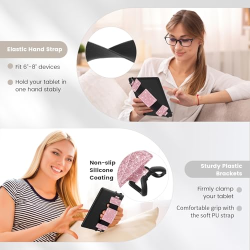 MoKo Soft Hand Strap for 6-8" Kindle eReaders Fire Tablet,Flash Light Pink - color: Flash Light Pink, style: Soft Pu Strap
