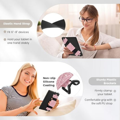 MoKo Soft Hand Strap for 6-8" Kindle eReaders Fire Tablet,Flash Light Pink - color: Flash Light Pink, style: Soft Pu Strap