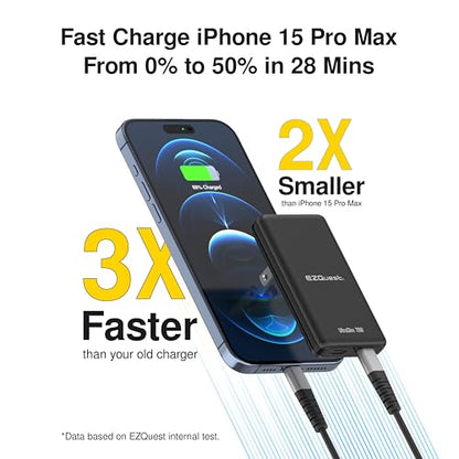 UltraSlim 70W GaN II Dual USB-C PD Wall Charger - Compact Flat Plug Adapter with Foldable Design, Intelligent Power Allocation & Fast Charging for Laptops & Phones - Black - color: Black