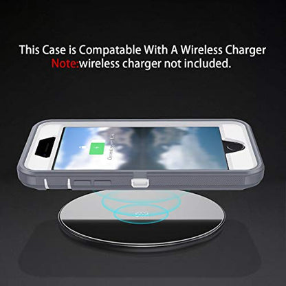 I-HONVA for iPhone SE 2022/2020 Case Built-in Screen Protector Shockproof Dust/Drop Proof 3 in 1 Full Body Rugged Heavy Duty Cover for Apple iPhone SE 3rd/2nd Gen 4.7, Grey - color: Grey/White