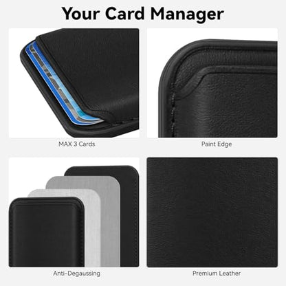 Magnetic Wallet Cell Phone Card Holder for Phone Case with Mag-Safe | Stronger Magnetic RFID Leather Phone Wallet Stick on Series of iPhone 17/16/15/14/13/12 and Pro/Promax, Dark - color: Black, size: 1 Pack