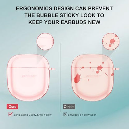 Aircawin for Bose QuietComfort Earbuds II/QuietComfort Ultra 1/2 Case Clear - color: Clear Pink