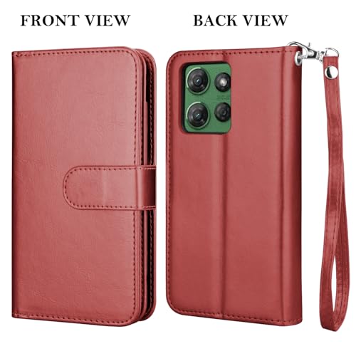 for Motorola Moto G Power 5G 2025 Case, for Moto G Power 2025 Wallet Case, PU Leather Credit Card Holder [9 Card Slots] Folio Flip Detachable Magnetic Cover Kickstand & Lanyard, Wine Red - color: Wine Red
