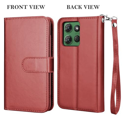 for Motorola Moto G Power 5G 2025 Case, for Moto G Power 2025 Wallet Case, PU Leather Credit Card Holder [9 Card Slots] Folio Flip Detachable Magnetic Cover Kickstand & Lanyard, Wine Red - color: Wine Red