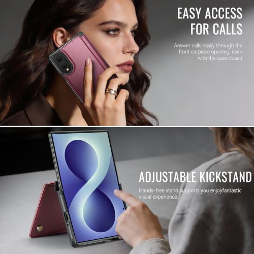 for Samsung Galaxy Z Fold 8 - Case Wallet Magnetic Slim, Wine Red - color: Wine Red, size: Samsung Galaxy Z Fold 8