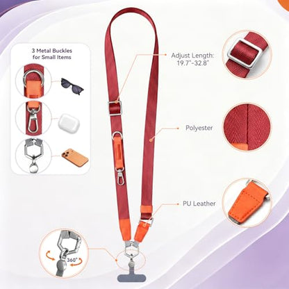 Phone Lanyard Crossbody,Adjustable Anti-Theft Neck Strap,Red - color: Red