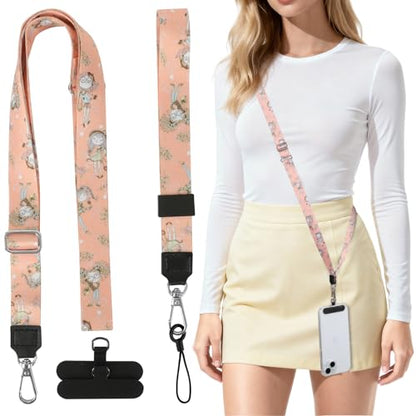 Phone Lanyard Crossbody & Neck, Adjustable Cell Phone Wrist Strap - color: Girls