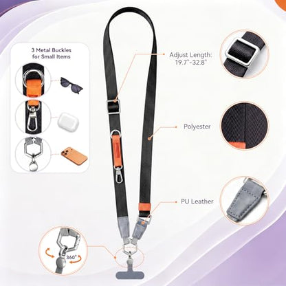 Phone Lanyard,Adjustable Anti-Theft Neck Strap,Black - color: Black
