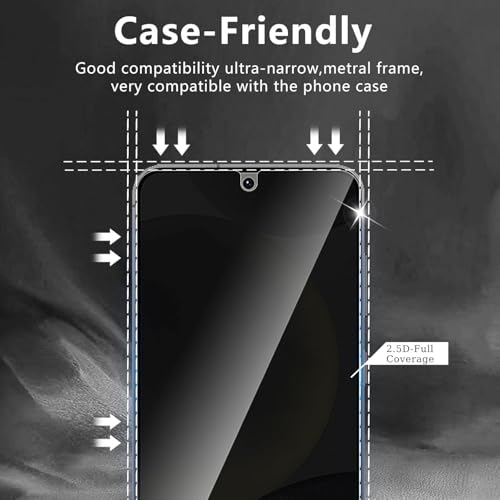 CJY For Samsung Galaxy S25 Anti Spy Privacy Screen Protector, 2+2 Pack Tempered Glass with Camera Lens Protector, 9H Hardness, Fingerprint ID Compatible, Case Friendly HD Privacy Glass - color: Samsung Galaxy S25 Privacy