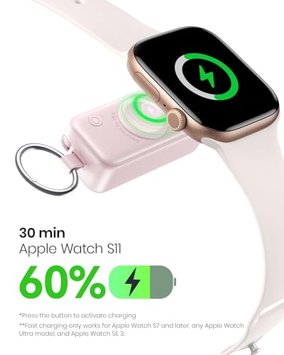 INIU SnapGo Portable Charger, 5000mAh Mini Power Bank for Apple Watch - color: Pink