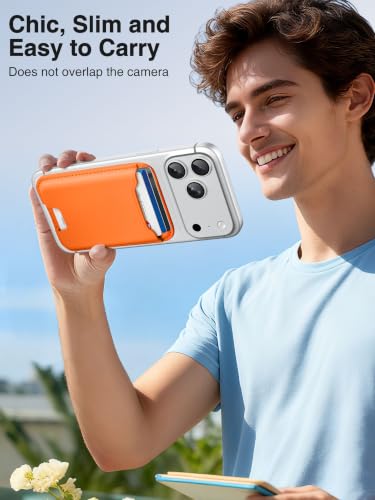 TopMade for MagSafe Wallet, Strongest Magnetic Phone Wallet, 4 Cards Holder - color: Orange