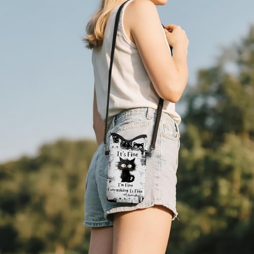 Cell Phone Sleeve Pouch Case Bag with Crossbody Strap Neck Lanyard for Women Men, Cat Lover Gifts Cell Phone Crossbody Bag 7.1x3.9 Inch - color: Fine Cats
