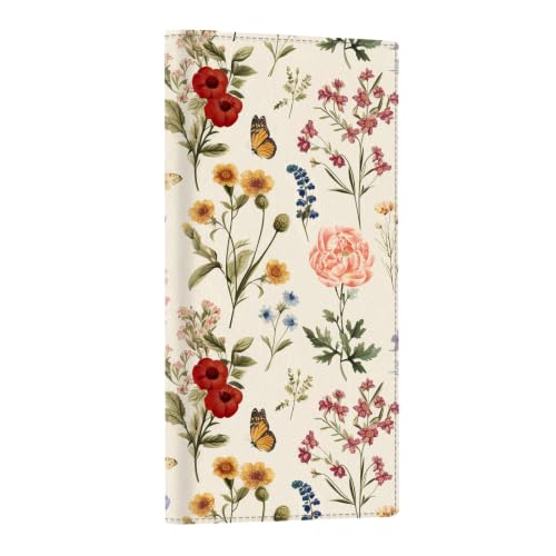 CoBak Checkbook Cover for Women & Men - PU Leather Case with RFID Blocking | Classic Design Check Book Holder for Personal and Business - color: Butterfly Wonderland