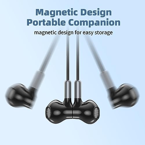 BENEWY Wired Earbuds 3.5mm Magnetic Earphones with Microphone Headphones - color: Black