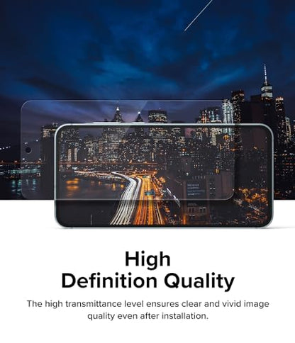 Ringke for Samsung Galaxy A55 5G Screen Protector [Easy Slide, 2 Pack] | Easy Installation with Alignment Tool, Case Friendly Premium 9H Hardness Tempered Glass - size: Galaxy A55