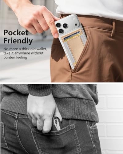 for MagSafe Wallet with Money Clip, ID Window & 8 Card Holder | Stronger Magnetic Wallet for iPhone 17/16/15/14/13/12 Series, RFID Blocking, for iPhone Wallet with Adjustable Stand - color: Gold