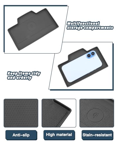 Ruiya 2026 CX5 Silicone Wireless Charging Pad for 2026 Mazda CX5 Accessories Non-Slip Console Tray Mat Compatible with 2026 Mazda CX5 2.5 S Premium Plus/2.5 S/Select/Preferred/Premium - color: 2026+ CX5 Wireless Mats