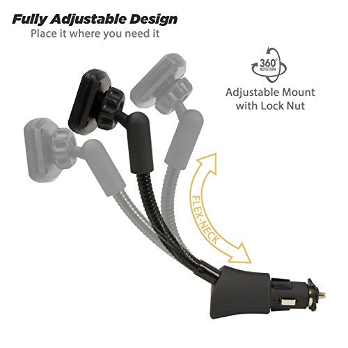 Scosche Magnetic Phone Mount for Car, USB Cigarette Lighter Adapter with Phone Holder, 12V Socket Plug-In, Adjustable Arm, Secure Magnet Grip, Built-In USB Charger for iPhone & Android Cell Phones - style: USB Charger