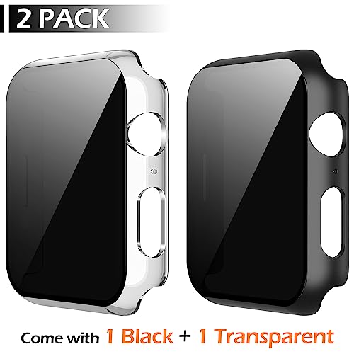 Misxi Privacy Case for 40mm Apple Watch SE3/SE2/SE/Series 6/5/4 - color: 1 Black + 1 Transparent, size: 40mm