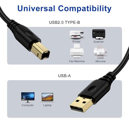 USB Printer Cable 6FT Printer Cord to Computer HP Printer Cable to Laptop - color: Black-p