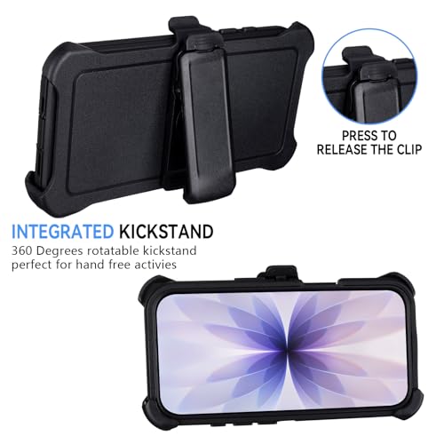 Defender for iPhone 17 Case with Belt Clip, Holster with Kickstand, Black | Military Grade Anti-Drop Protection, Heavy Duty Rugged Shockproof Protective Cover for iPhone 17 Case with Kickstand, 6.3" - color: Black
