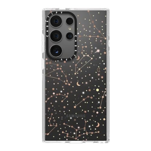 CASETiFY for Galaxy S24 Ultra Case - Impact Clear | Not Yellowing | 6.6 ft. Drop Protection | Space pattern on clear background/ gold stars and moon universe | Clear - color: Space pattern on clear background, size: Galaxy S24 Ultra