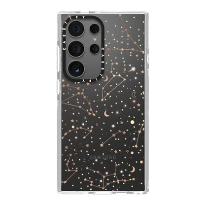 CASETiFY for Galaxy S24 Ultra Case - Impact Clear | Not Yellowing | 6.6 ft. Drop Protection | Space pattern on clear background/ gold stars and moon universe | Clear - color: Space pattern on clear background, size: Galaxy S24 Ultra