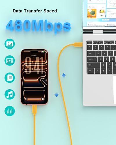 iPhone 17 16 15 Charger Fast Charging 10FT, 20W USB C Charger Block & Cable - color: Yellow