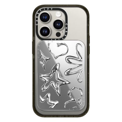 CASETiFY Snappy Card Holder Stand Compatible with Magsafe - Chrome Doodles - Silver Mirror - color: Chrome Doodles - Silver Mirror