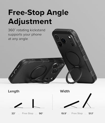 Ringke for iPhone 17 Pro Max Case [Alles Pro Black] | Compatible with MagSafe, 360° Rotating Kickstand, Camera Control Capture Button Protection, Powerful Magnet - color: Black, size: iPhone 17 Pro Max