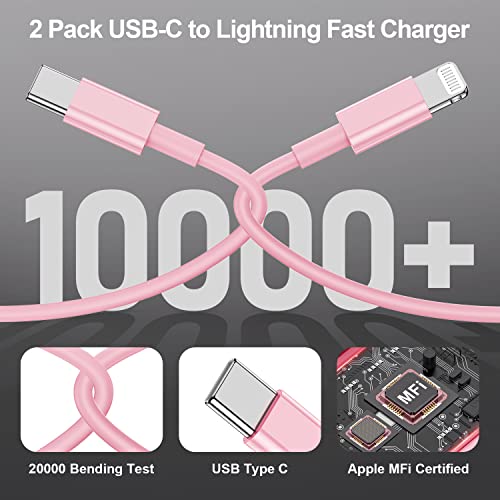 2Pack for iPhone14/13/12 Fast Charger Cable Pink 6ft[Apple MFi Certified] - color: Pink, size: 6 feet