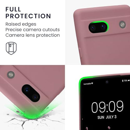 kwmobile Case Compatible with Google Pixel 7a Case - Protective Slim TPU Phone Cover - Soft Matte Finish - Antique Pink Matte - color: antique pink matte