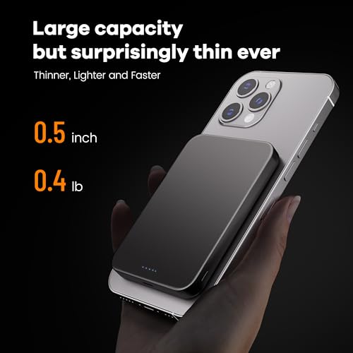 Power Bank, Ultra-Thin 10,000mAh Magnetic Wireless Portable Charger, 22.5W Fast Charging Battery Pack, Comes with USB-C Cable, Designed for iPhone Air /17/16/15/14/13/12, - color: Silver