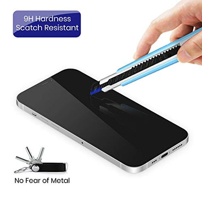 4 Way 360° Privacy Tempered Glass Screen Protector Designed for iPhone 12 / iPhone 12 Pro [6.1" ] (2020), Horizontal and Vertical Anti Spy 9H Scratch Resistant Case Friendly, 2 Pack