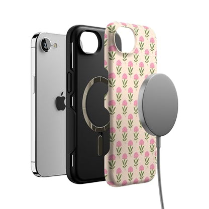 Casely iPhone 16e Case | Jenna's Flowers | Fun on Weekdays | Bold Protective Design | Compatible with MagSafe - color: Jenna's Flowers | Fun on Weekdays