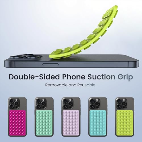 Double Sided Silicone Suction Phone Holder Mount, Silicon Accessory for iPhone and Android, Hands-Free Mirror Shower Phone Holder, TikTok Videos and Selfies (Combo H) - color: Combo H