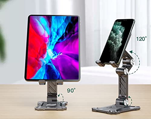 Phone Stand for Desk. Foldable Desktop Mobile Phone Stand with Angle Height Adjustable, Portable Office Cell Phone Holder, Cradle, Dock. Fits All 4.7-13in iPhone/Smartphone/iPad/Tablet. - color: Black