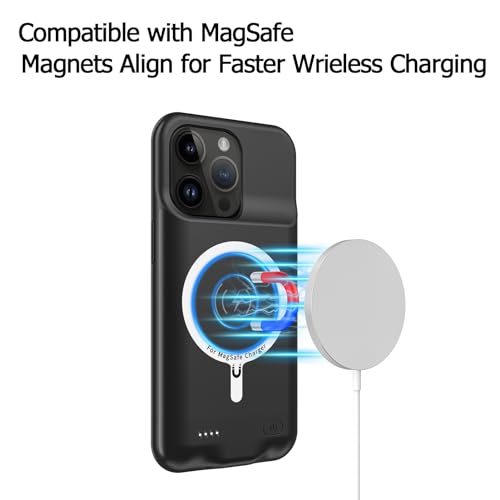 Battery Case for iPhone 14 Pro, Upgraded 10000mAh Battery Pack Rechargeable Charger Case with Carplay Wireless Charging Compatible for iPhone 14 Pro (6.1 inch) External Battery Charging Cover(Black) - size: iPhone 14 Pro