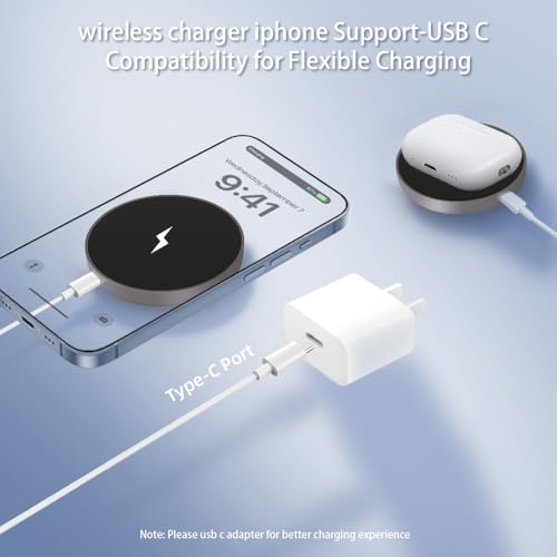 2 Pack Wireless Charging Pad,Magnetic Wireless Charger for iPhone Earbuds
