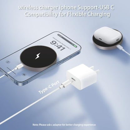 2 Pack Wireless Charging Pad,Magnetic Wireless Charger for iPhone Earbuds