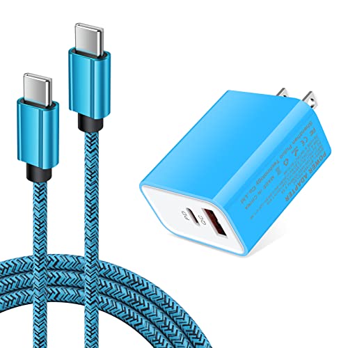 USB C Wall Charger, 20W Dual Port Fast Charging Block Android Phone Charger - color: Blue
