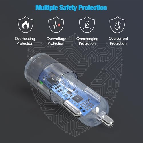 6 Pack 60W USB C Fast Car Charger 2-Port Adapter for iPhone/Android Phones