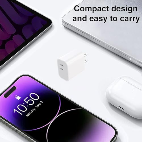 20W Type C Charger, Dual USB C Port Power Adapter Charger, Block Charging Charger for iPhone 17/16/15【4-Pack 】