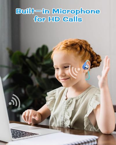 BANIGIPA Kids Headphones, Open Ear Earbuds w/Mic for Call Study Travel - color: LK15-Blue