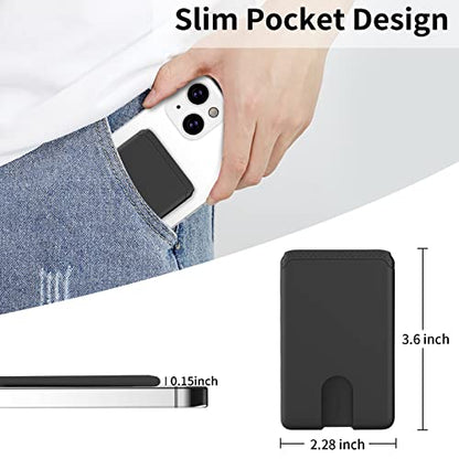 Senose Phone Card Holder, Silicone Anti Slip Out Phone Wallet Stick On - color: Black*3