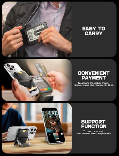 i-Blason for MagSafe Wallet with Stand & Money Clip, 6-Card Holder, Silver - color: Silver, size: with Money Clip