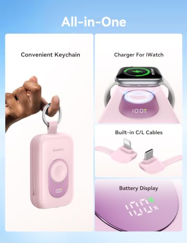 RORRY CharmGo Portable Charger, 20000mAh PD 30W Portable Charger Power Bank - color: Mulberry