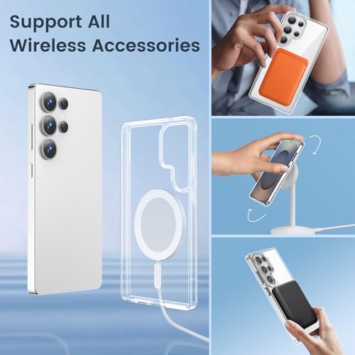 for Samsung Galaxy S25 Ultra Case Clear, [Wireless Charging][Anti-Yellowing][Military-Grade Protection] Shockproof Slim Magnetic Phone Sleeve Case for Samsung Galaxy S25 Ultra, Transparent